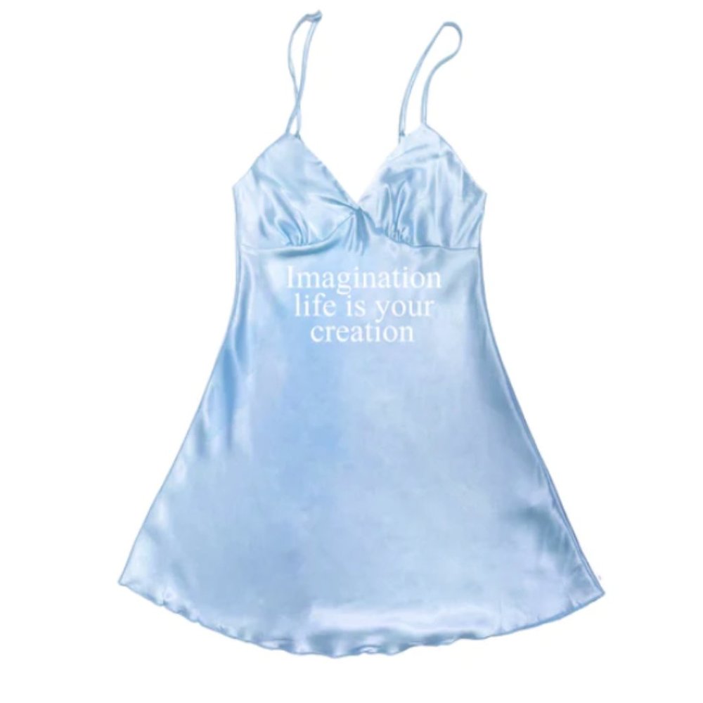 SSENSE Exclusive Praying Blue 'Imagination' Slip Dress